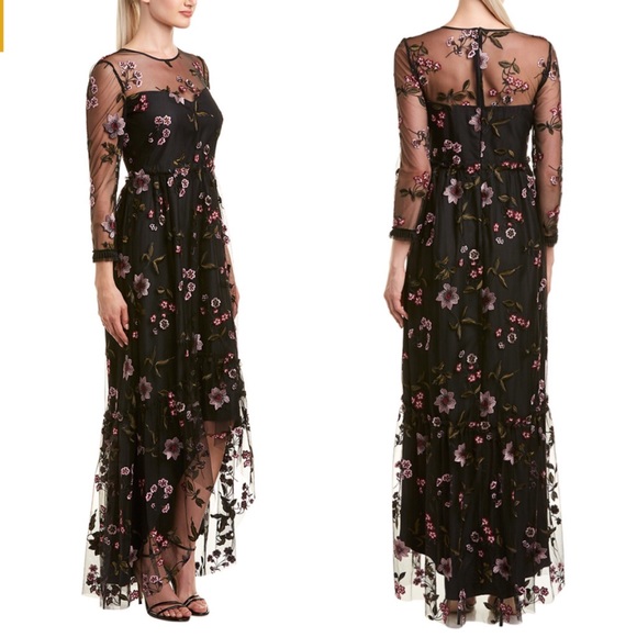 NEW Shoshanna Midnight Floral Embroidered Gown 8 - Picture 2 of 8